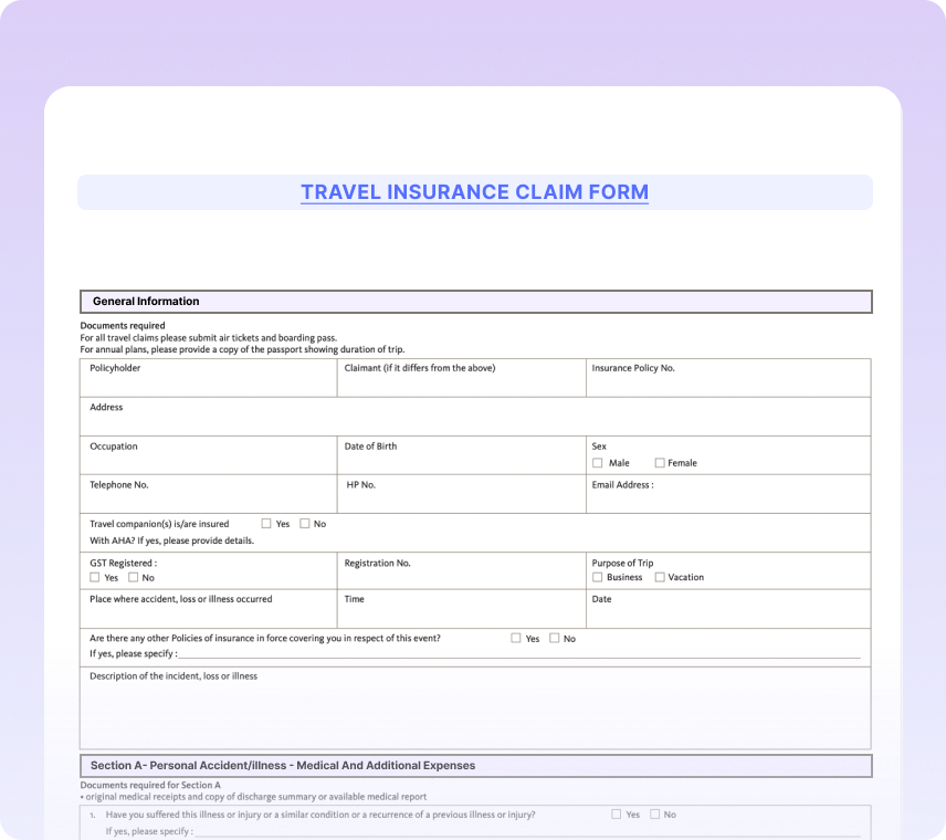 Travel Insurance Claim Form OCR & Automated Workflows